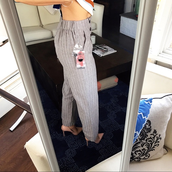 ❗️1 LEFT, S/L❗️TAUPE WIDE LEG HIGH WAIST PANTS - Picture 2 of 8